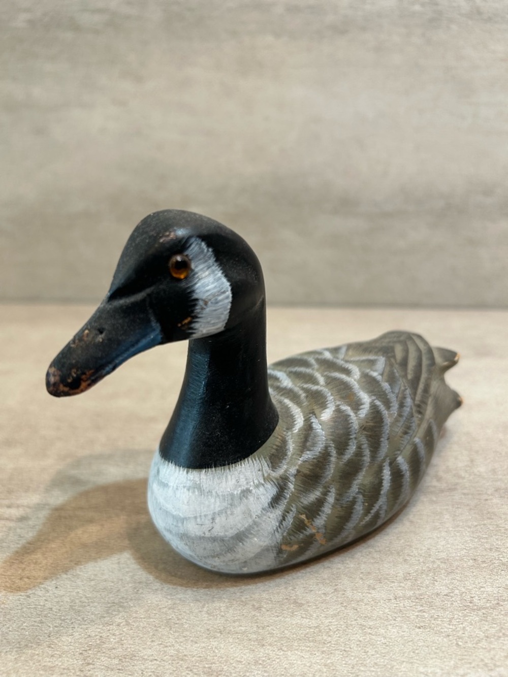 6" Long Miniature Wooden Goose Decoy.  6" x 2.3" x 4"